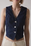 Bdg Michelle V-neck Denim Vest Top Jacket In Indigo, Women's At Urban Outfitters In Indigo