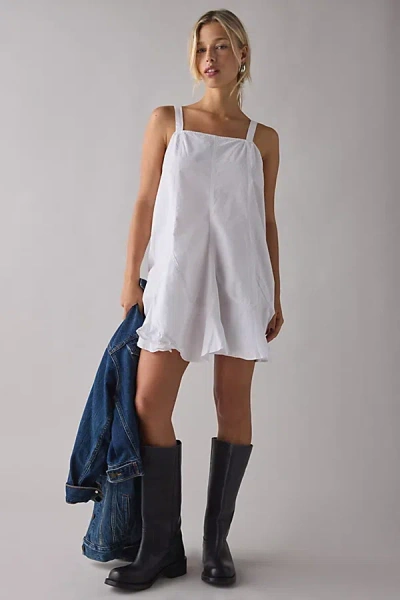Bdg Mina Oversized Pleated Swing Mini Dress In White, Women's At Urban Outfitters