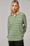 BDG MINT WAFFLE RUGBY TOP IN LIGHT GREEN, WOMEN'S AT URBAN OUTFITTERS