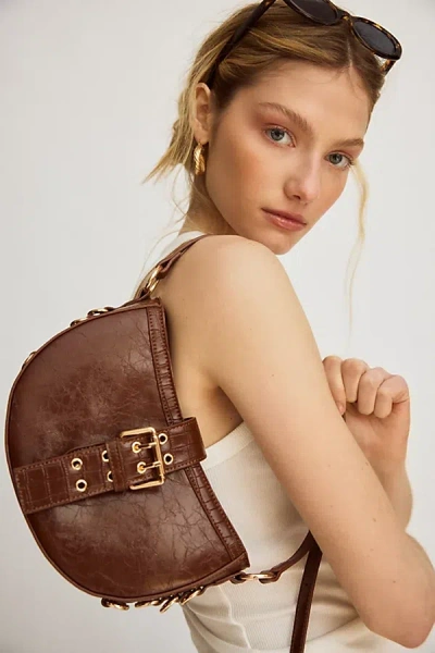 Bdg Mira Belted Faux Leather Crescent Bag In Brown, Women's At Urban Outfitters