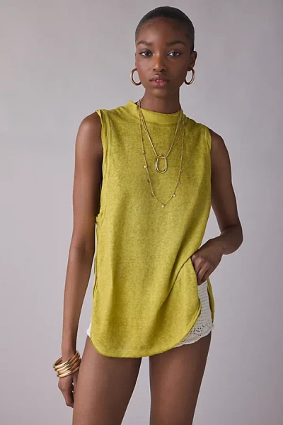 Bdg Mirage Side-split Tunic Tank Top In Olive, Women's At Urban Outfitters In Yellow