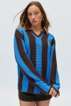 Bdg Mitchelle Embroidered Crest Polo Sweater In Light Blue, Women's At Urban Outfitters