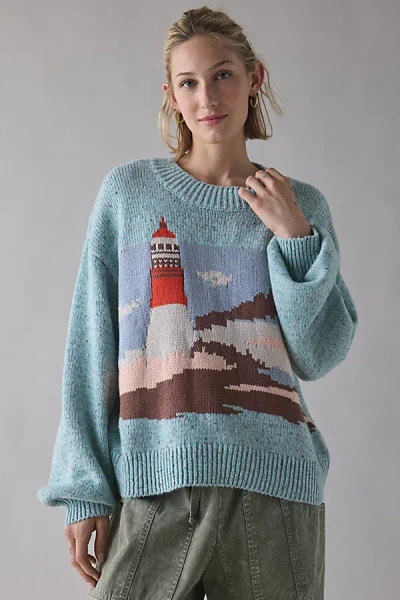 Bdg Montauk Graphic Oversized Sweater In Assorted, Women's At Urban Outfitters In Blue