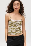 BDG NEOMI PRINTED TWILL CROP CAMI IN CAMO, WOMEN'S AT URBAN OUTFITTERS