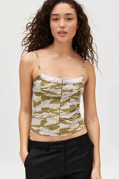 Bdg Neomi Printed Twill Crop Cami In Camo, Women's At Urban Outfitters