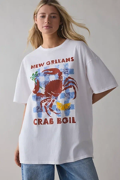 Bdg New Orleans Crab Boil Graphic T-shirt Dress In White, Women's At Urban Outfitters