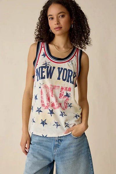 Bdg New York Graphic Scoop Neck Loose Tank Top In Ivory, Women's At Urban Outfitters In White