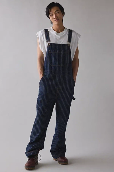 Bdg Nitro Baggy Pinstripe Denim Utility Overall In Dark Rinse Pinstripe, Men's At Urban Outfitters