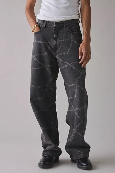 Bdg Nitro Barbed Wire Baggy Fit Jean In Barbed Spotty Black, Men's At Urban Outfitters