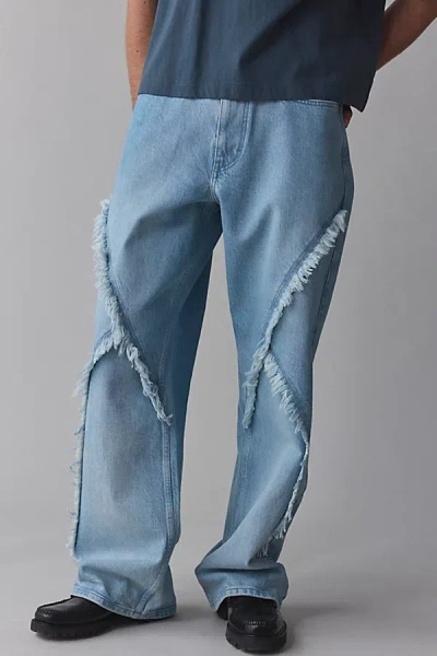 Bdg Nitro Frayed Trim Baggy Fit Jean In Light Indigo, Men's At Urban Outfitters