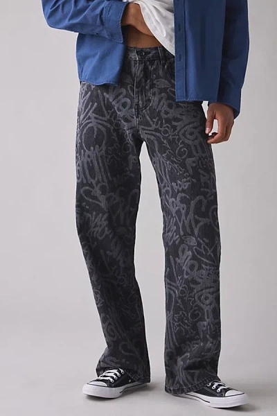 Bdg Nitro Graffiti Print Baggy Fit Jean In Black, Men's At Urban Outfitters