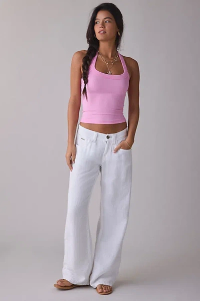 Bdg Nova Ribbed Knit Cropped Halter Top In Pink, Women's At Urban Outfitters