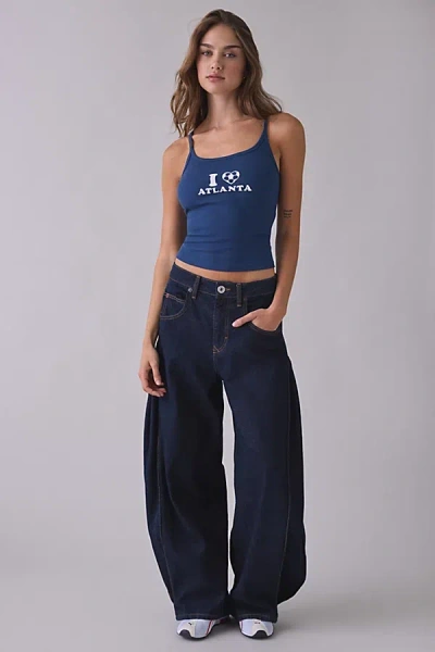 Bdg Off Duty City Goals Graphic Scoop Neck Cami In Blue, Women's At Urban Outfitters