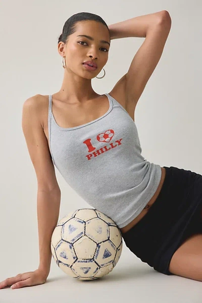 Bdg Off Duty City Goals Graphic Scoop Neck Cami In Philly, Women's At Urban Outfitters In Gray