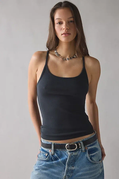 Bdg Off-duty Ribbed Scoop Neck Cami In Black, Women's At Urban Outfitters In Blue