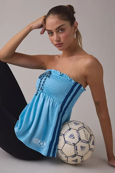 Bdg Offsides Smocked Babydoll Jersey Tube Top In Blue, Women's At Urban Outfitters