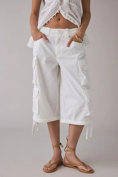 Bdg Omaha Mid-rise Baggy Utility Jort In White, Women's At Urban Outfitters