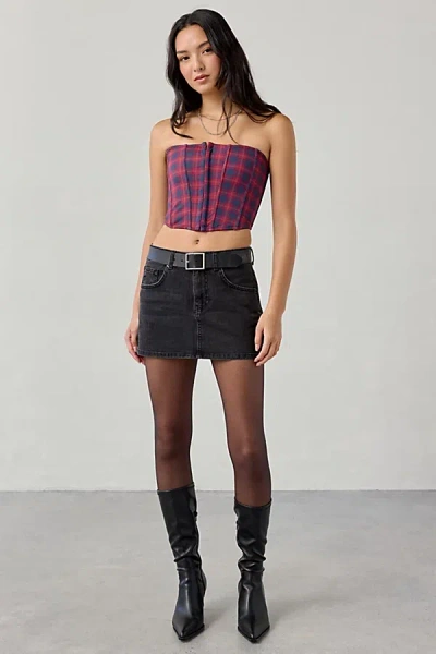 Bdg Onna 2.0 Denim Low-rise Micro Mini Skirt In Black, Women's At Urban Outfitters