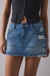 Bdg Onna Denim Micro Mini Skirt In Sky, Women's At Urban Outfitters In Blue