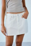 Bdg Onna Denim Micro Skirt In White, Women's At Urban Outfitters In White