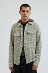 Bdg Open Weave Plaid Button-down Overshirt Top In Gray, Men's At Urban Outfitters In Orange