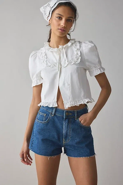 Bdg Oscar Cutoff Denim Micro Short In Dark Blue, Women's At Urban Outfitters