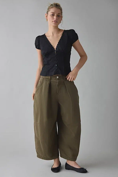 Bdg Paneled Baggy Barrel Leg Pant In Olive, Women's At Urban Outfitters In Green