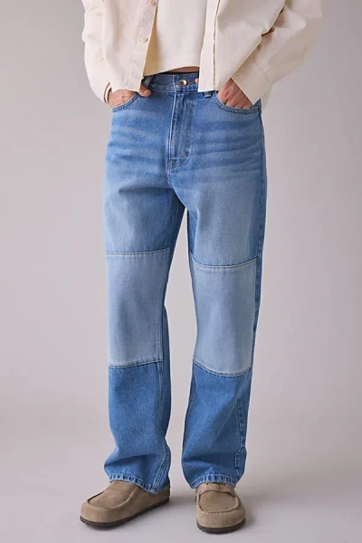 Bdg Patched Relaxed Straight Fit Jean In Vintage Denim Medium, Men's At Urban Outfitters In Blue