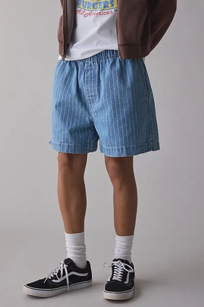 Bdg Pinstripe Denim Volley Short In Light Blue, Men's At Urban Outfitters