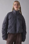 Bdg Piper Ruched Cropped Puffer Jacket In Grey, Women's At Urban Outfitters In Gray