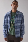 Bdg Plaid Flannel Flat Hem Long Sleeve Shirt In Blue, Men's At Urban Outfitters