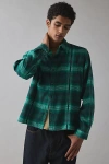 Bdg Plaid Flannel Flat Hem Long Sleeve Shirt In Green, Men's At Urban Outfitters