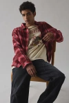 Bdg Plaid Flannel Flat Hem Long Sleeve Shirt In Red, Men's At Urban Outfitters