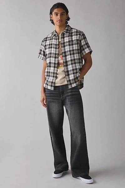 Bdg Plaid Gauze Baggy Short Sleeve Shirt Top In Neutral Plaid, Men's At Urban Outfitters In Multi