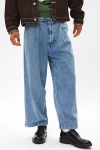 Bdg Pleated Denim Trouser Pant In Vintage Denim Light, Men's At Urban Outfitters In Vintage Denim Light