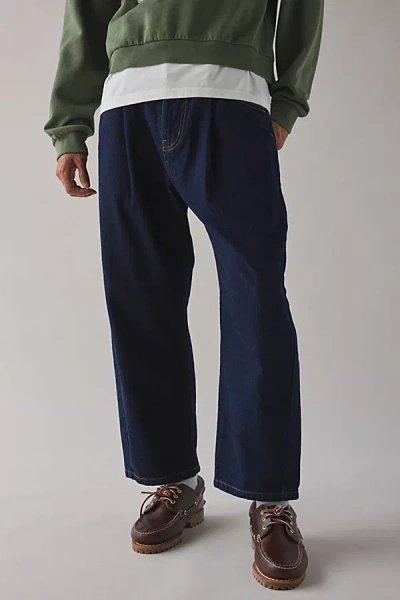 Bdg Pleated Straight Fit Jean In Dark Rinse, Men's At Urban Outfitters In Blue