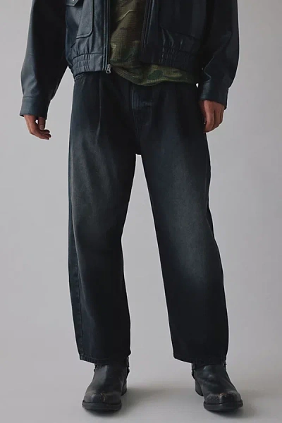 Bdg Pleated Straight Fit Jean In Night Light, Men's At Urban Outfitters In Black
