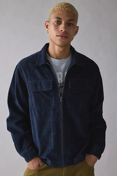 Bdg Printed Corduroy Shirt Top In Navy, Men's At Urban Outfitters In Blue