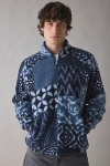Bdg Printed Fleece Quarter Zip Sweatshirt In Blue Print, Men's At Urban Outfitters