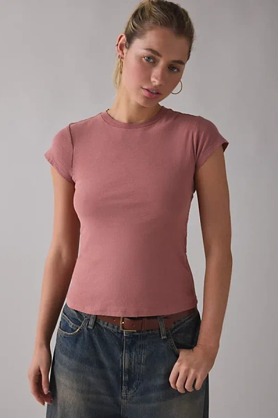 Bdg Printed Short Sleeve Spill The Tee In Cedar Wood, Women's At Urban Outfitters In Pink