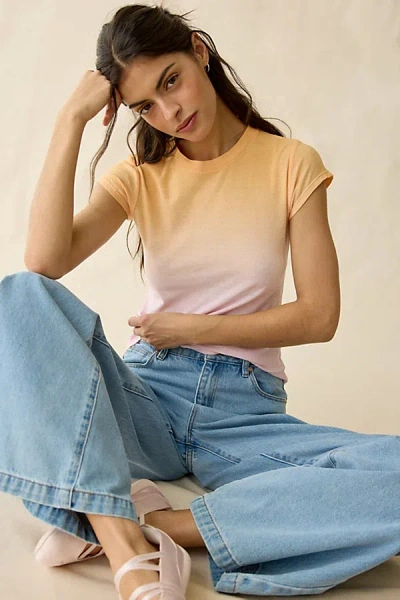 Bdg Printed Short Sleeve Spill The Tee In Pink Combo, Women's At Urban Outfitters In Multi