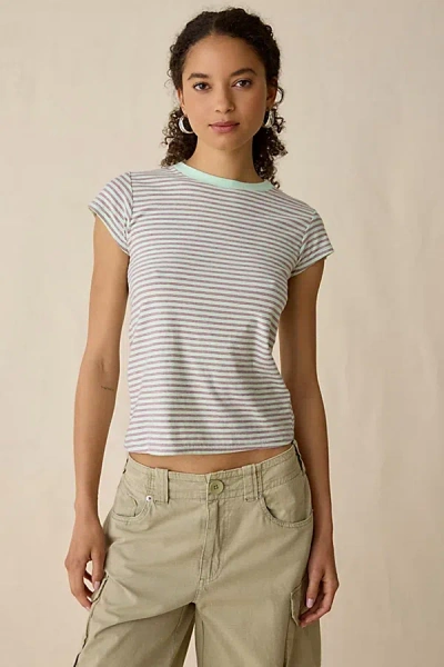 Bdg Printed Short Sleeve Spill The Tee In Pool Blue, Women's At Urban Outfitters In Multi