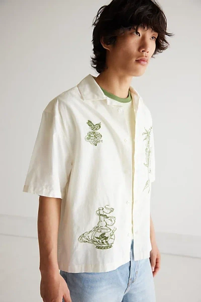 Bdg Reefer Fairy Embroidered Shirt Top In Ivory, Men's At Urban Outfitters