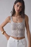 Bdg Ribbed Square Neck Tank Top In Beige Snakeskin, Women's At Urban Outfitters