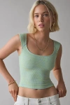 Bdg Ribbed Square Neck Tank Top In Green Stripe, Women's At Urban Outfitters