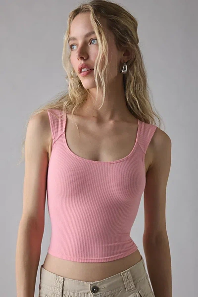 Bdg Ribbed Square Neck Tank Top In Pink, Women's At Urban Outfitters