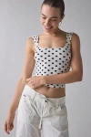 Bdg Ribbed Square Neck Tank Top In Polka Dot, Women's At Urban Outfitters