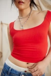 Bdg Ribbed Square Neck Tank Top In Red, Women's At Urban Outfitters