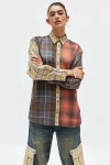 BDG RICK SPLICED BOYFRIEND FLANNEL SHIRT IN ASSORTED, WOMEN'S AT URBAN OUTFITTERS