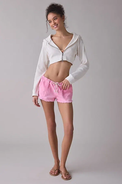 Bdg Rigby Cotton Pull-on Micro Short In Pink, Women's At Urban Outfitters In Red